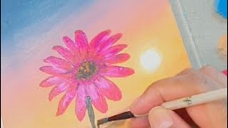 Easiest way to paint a Blur Sunset /Acrylic Painting for Beginners #art #flowerdrawing #stepbystep