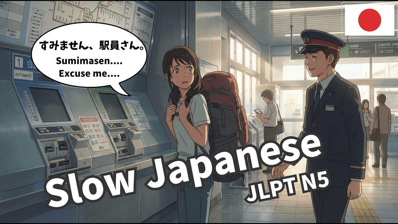 Slow Japanese Conversation for Beginners | 5 Daily Life Situations (JLPT N5)