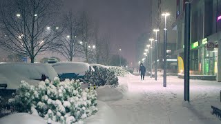 Тюмень. Европейский микрорайон, берег. Снежное утро / Snowfall In City. Winter Night. Tyumen. Russia