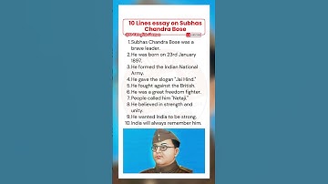 10 Lines on Subhash Chandra Bose in English | Essay on Subhash Chandra Bose
