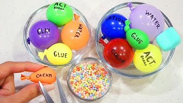 Making Slime with Super Cute Mini Balloons & Mixing with Play Foam and Soft Clay!