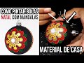Como Pintar Mandalas em Bolas de Natal com Material de Casa - Fácil DIY Decoração Enfeite Bolinhas