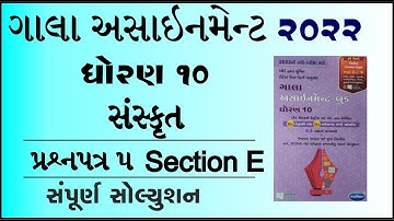 New Gala Assignment 2022 | Std 10 sanskrut paper 5 Section E | std 10 sanskrit paper 5 vibhag e