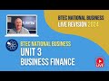 Business finance exam warmup  live revision for btec national business unit 3 2024 exams