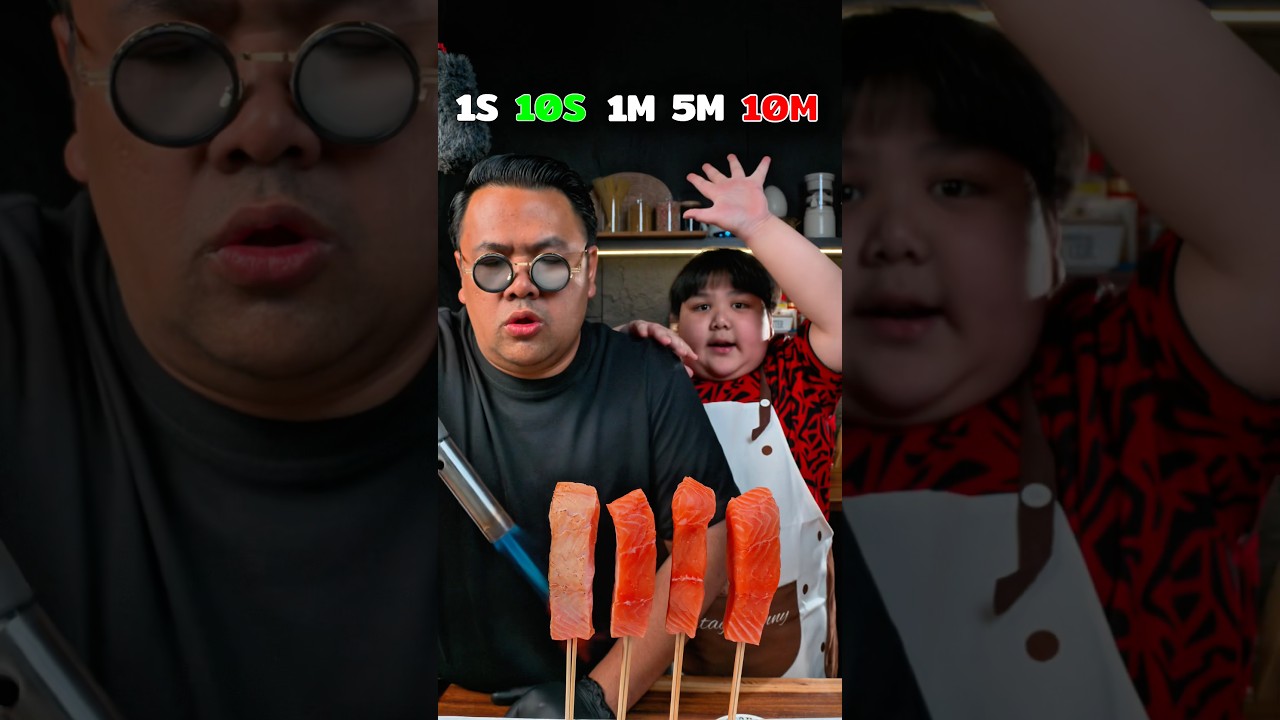 Salmon VS Fire With My Son #food #shorts