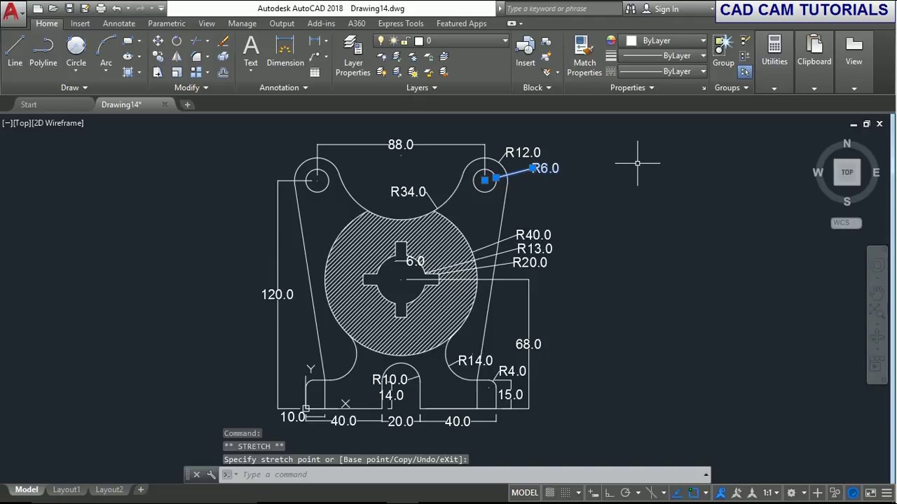 AutoCAD 2018 EXERCISE TUTORIAL FOR BEGINNERS 14# - YouTube