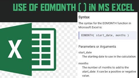 Use of eomonth( ) function in MS Excel|