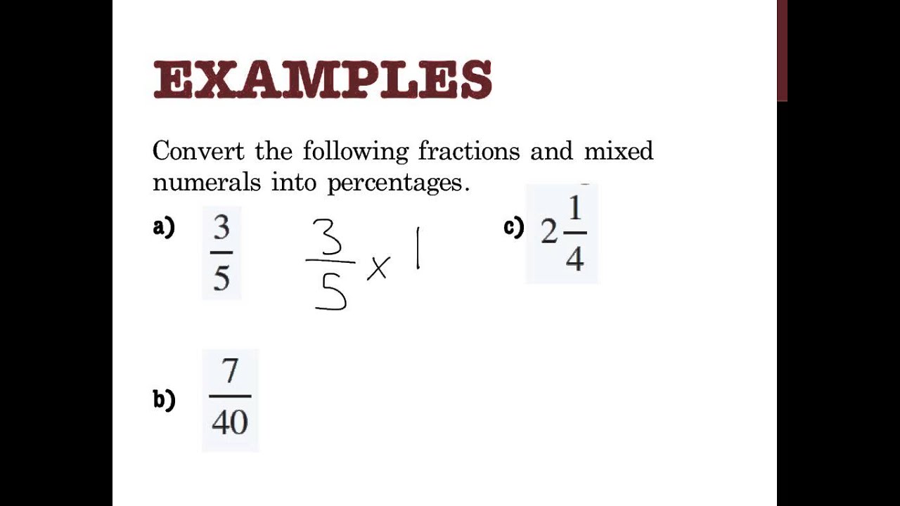 year 8 converting decimals percentages and fractions youtube