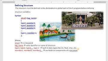 defining structure and structure variables with syntax and examples by Chidanand S Kusur