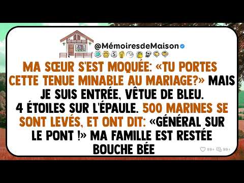 Ma sœur s'est moquée : « Tu portes cette tenue minable au mariage ? » mais je suis entrée, vêtue...