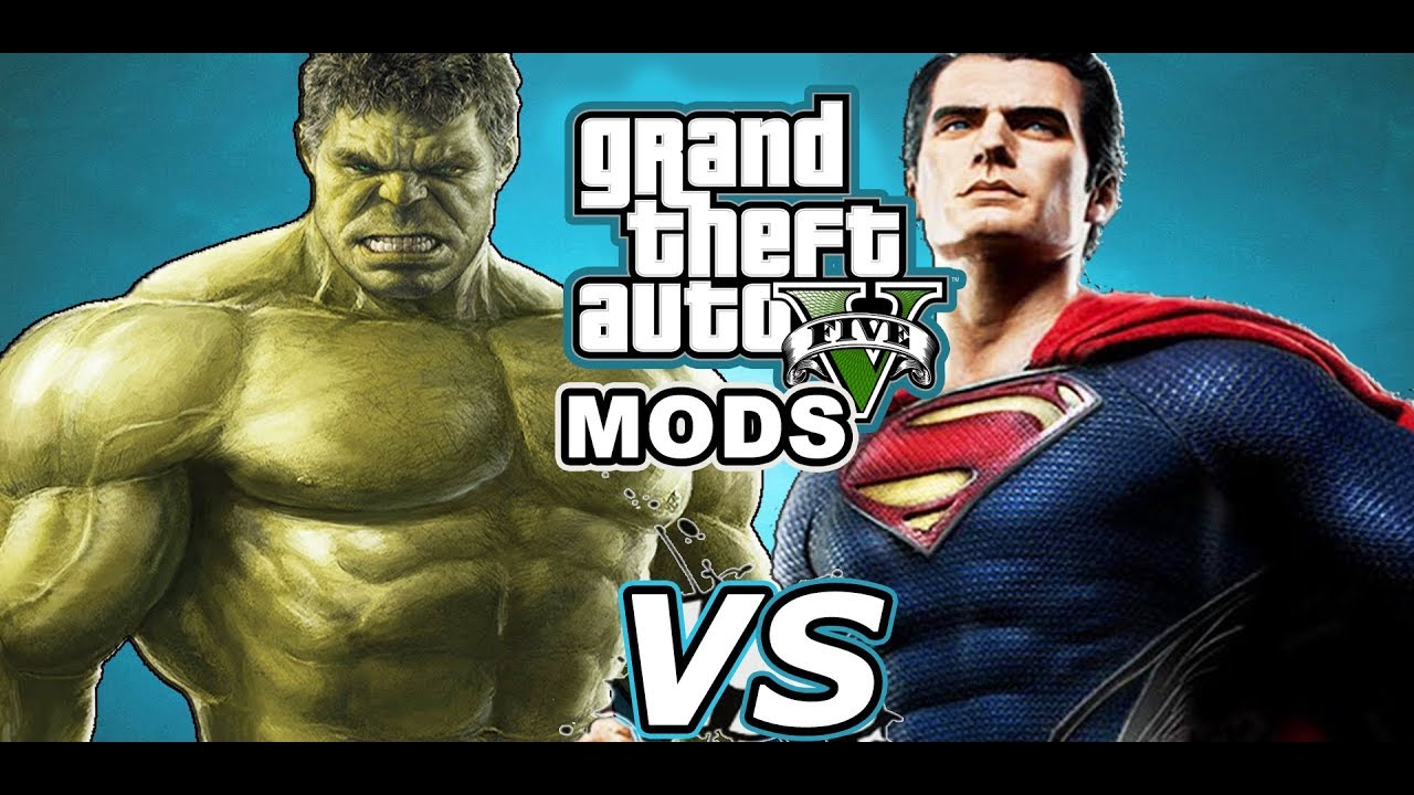 GTA 5 MODS SUPERMAN VS HULK Fight [The Gumball Gaming]