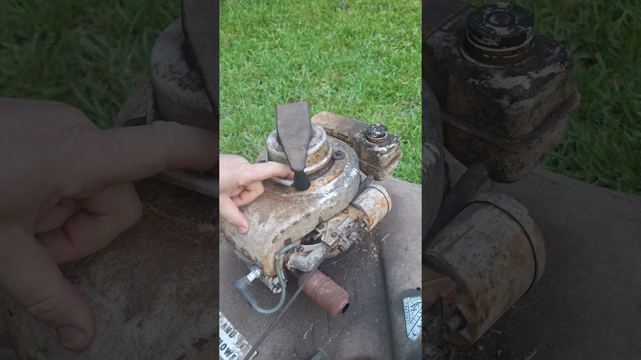 Tecumseh windup starter on a 1960's Sears push mower. 