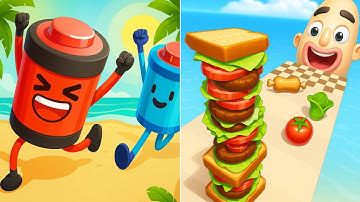 BATTERY RUN Vs SANDWICH RUNNER : Satisfying ASMR Gameplay - All Max Levels Gameplay