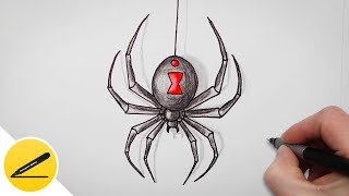 Spider drawing - How to draw a Black Widow Spider step by step