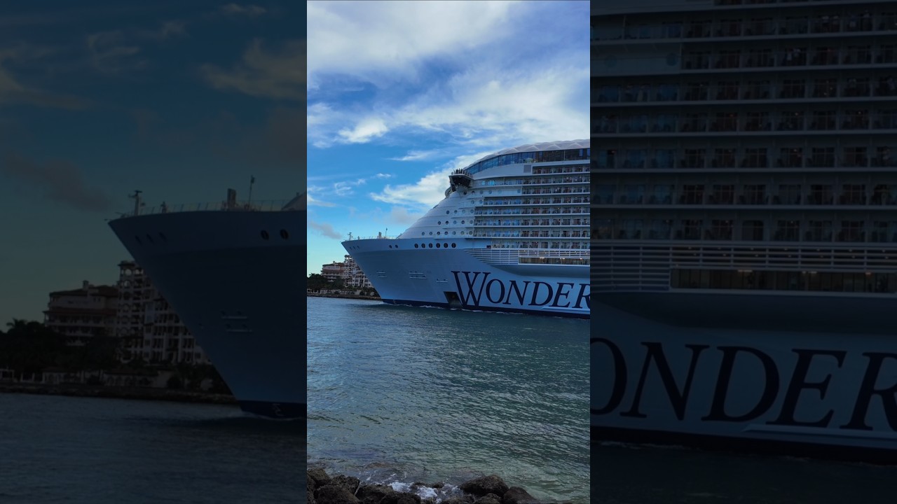 Wonder of the Seas sailaway from Miami #cruiseship #shorts #royalcaribbean