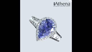 iiAthena Pear Cut Blue Sapphire Sterling Silver Engagement Ring