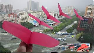 Large paper plane glider with wings that flaps easy origami wings