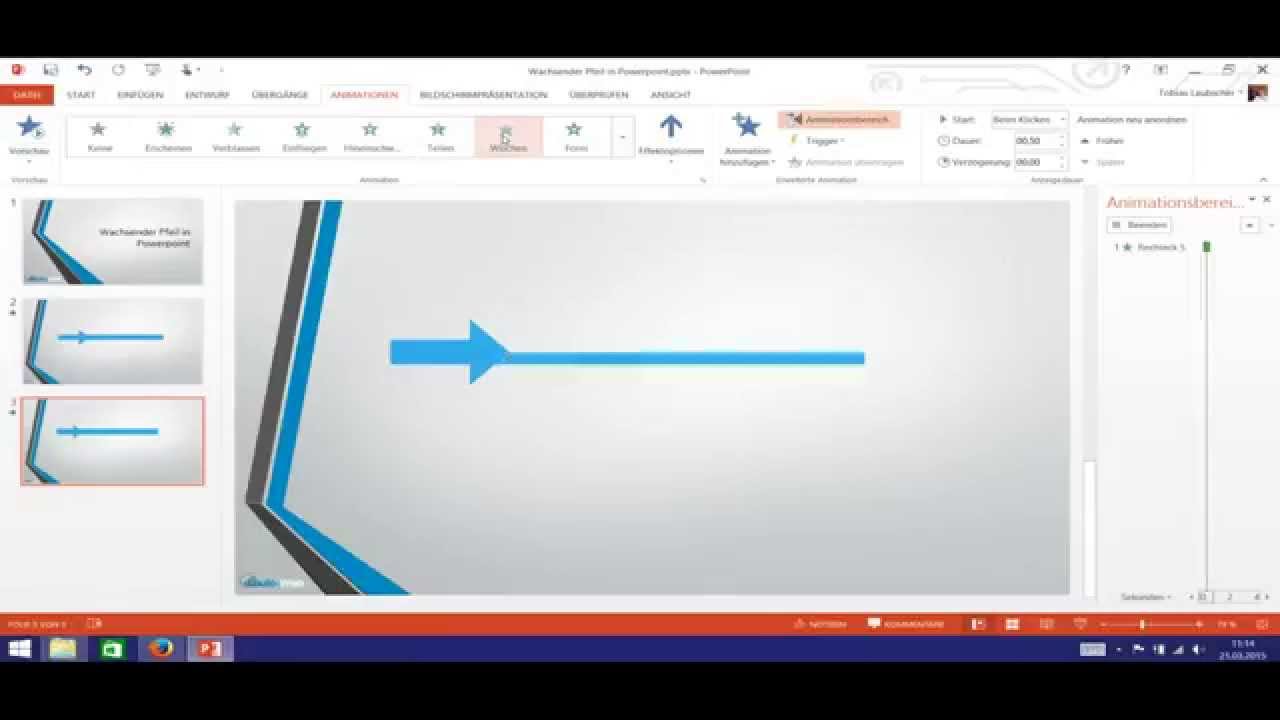 Wachsender Pfeil in Powerpoint