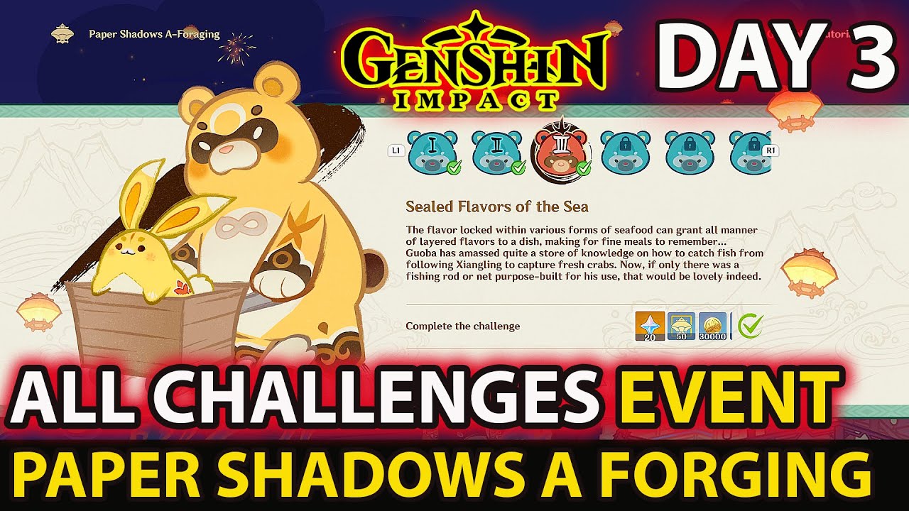 Paper Shadows A Foraging All Day 3 Challenges Genshin Impact  Lantern Rite 2024 Update 4.4