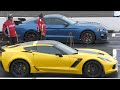Corvette z06 vs Shelby GT500 and GT350 - drag racing