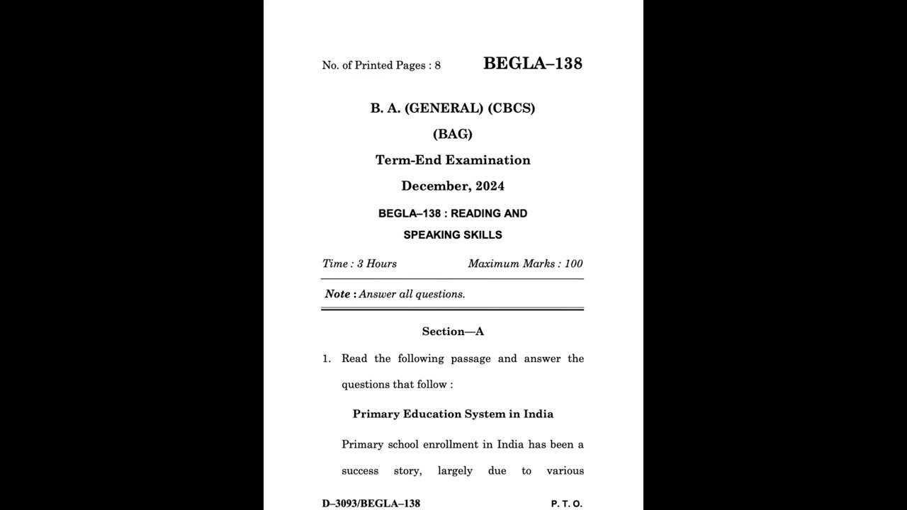BEGLA-138 Dec 2024 | IGNOU Previous Year Question Paper
