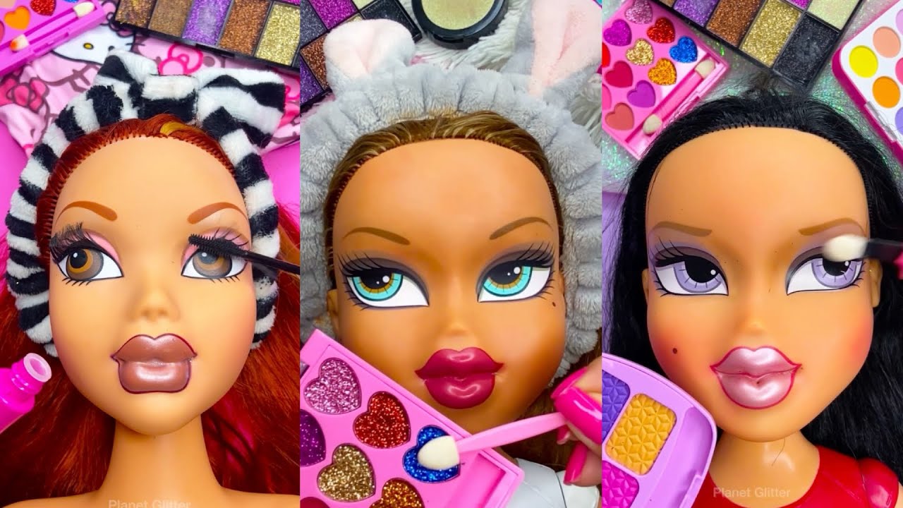  ASMR Planet glitter Satisfying Unboxing & Review Miniature Mannequin Pink Makeup Set Sounds Video