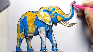Coloring a Majestic Elephant  | Bright & Colorful Elephant Coloring | Relaxing Art Video