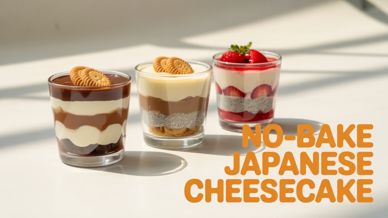 Восхитительные японские чизкейки в стаканчиках, не требующие выпечки. Кофе, банан и клубника.