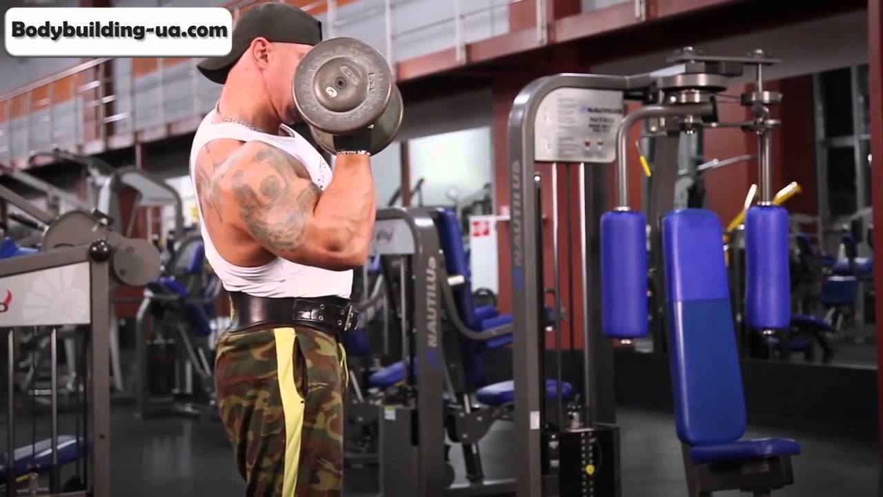 Упражнения для рук. Сгибания с гантелями..mp4