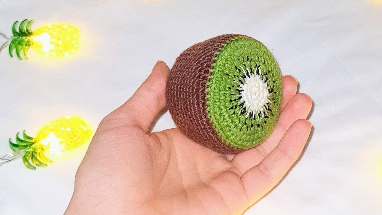 Amigurumi kivi yapımı Easy crochet amigurumi toturial. Kiwi fruit. вязание фруктов