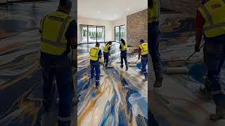 Luxury Blue Marble Epoxy Floor 💎 Unreal Design #shorts #epoxyresin #satisfying