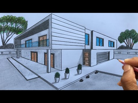 How To Draw A House In Two-Point Perspective Step By Step