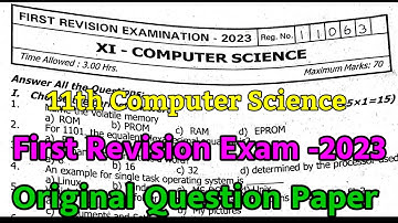 11th Computer Science First Revision Exam 2023 original Question paper Pdf English medium-11th CS