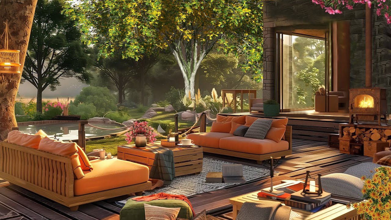 Wake up in Spring Sunrise w/ Sweet Piano Jazz - Cozy Porch Ambience by ...
