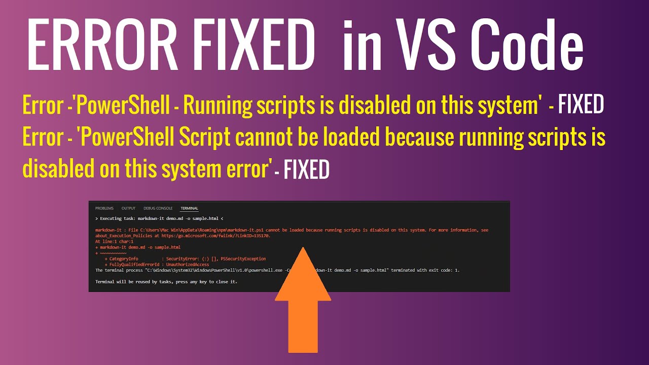 VS Code PowerShell - Running scripts is disabled on this system - Issue  FIXED - YouTube