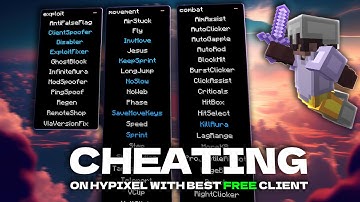 Cheating with best free  hypixel client - raven xd (fast scaffold, autoblock, speed)