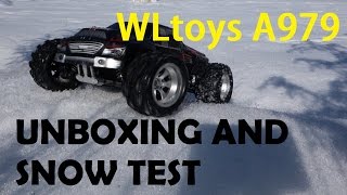 WLtoys A979 ARR Banggood.com Monstertruck unboxing and snow test