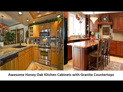 Awesome Honey Oak Kitchen Cabinets With Granite Countertops Youtube