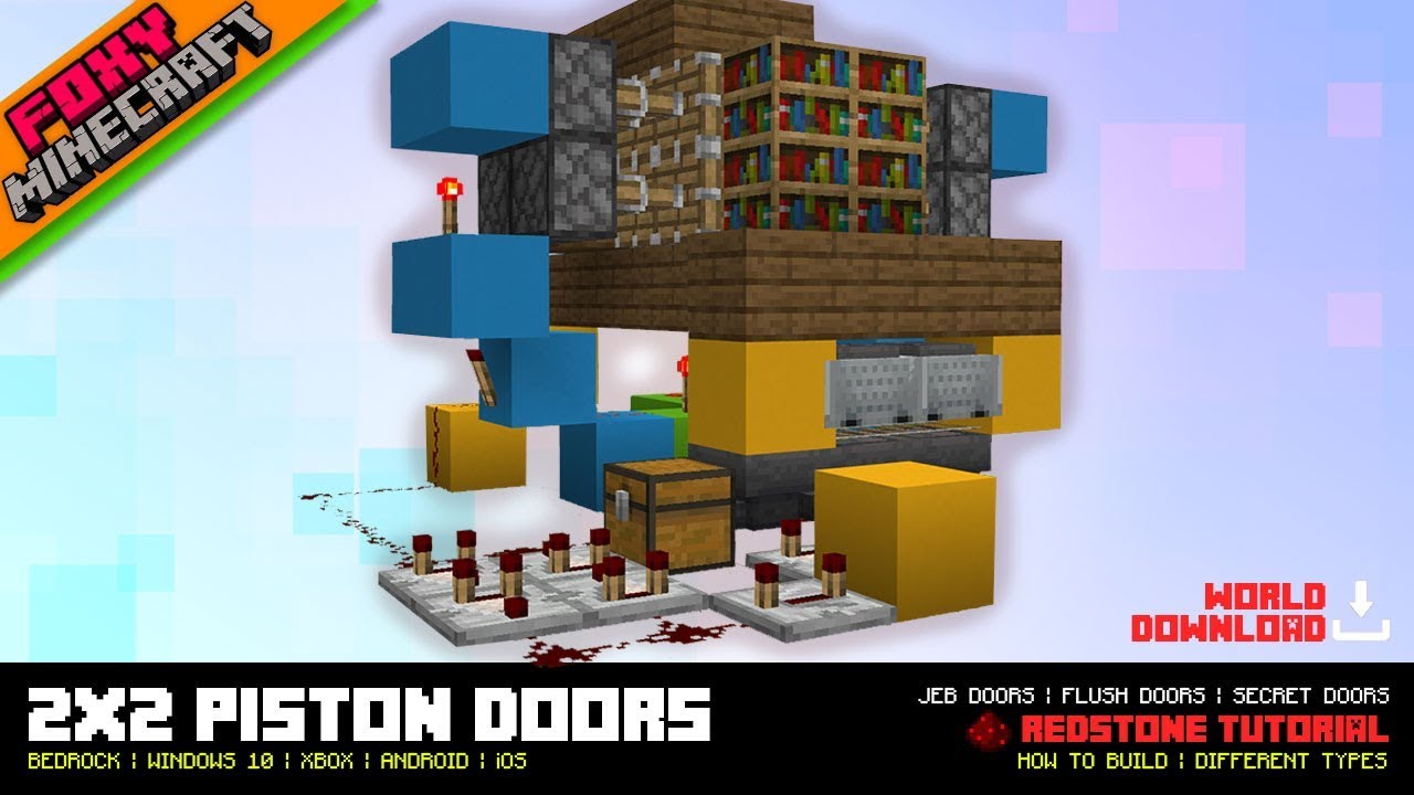 2x2 Piston Doors Jeb Doors Minecraft Bedrock Edition Tutorial