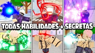 TODAS AS HABILIDADES E ULTIMATES + SECRETAS NO JUJUTSU SHENANIGANS (ROBLOX)