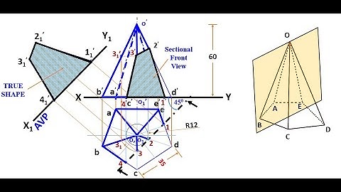 Engineering Graphics Lecture 013N Section of Solids XIV (Section of Pentagonal Pyramid by an AVP)