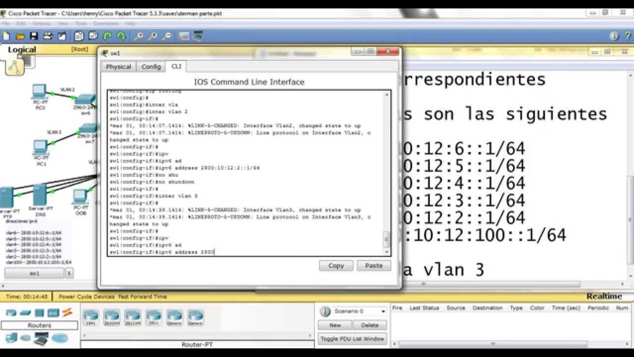 ipv6 en un switch capa 3 en packet tracert YouTube