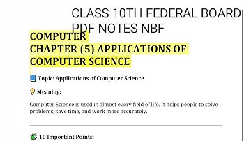 "Application of Computer sciences" class 10 Federal board computer book PDF notes 2026