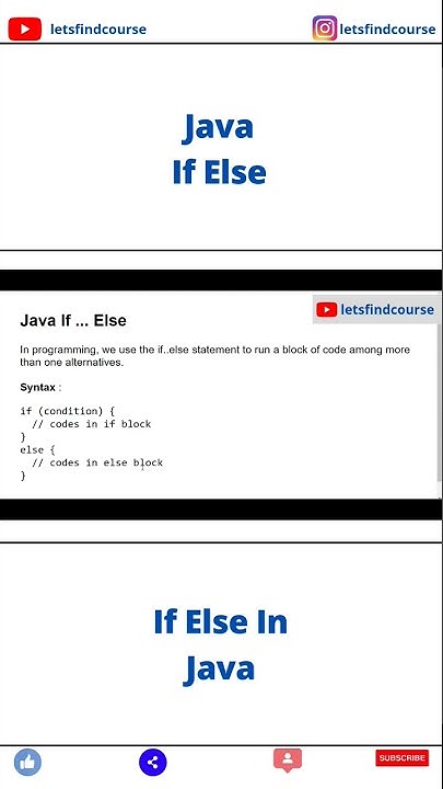 If Else Statement In Java | Java If Else #java - YouTube