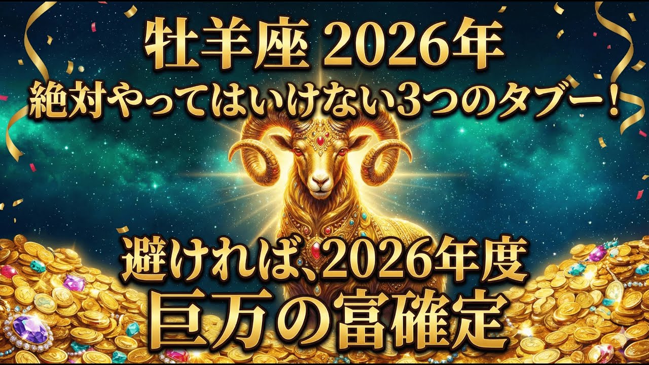 【おひつじ座♈】表示されたのは選ばれた証。おめでとうございます！2026年1月から過去の苦労がすべて『巨万の富』へと変わり、涙が出るほどの奇跡が起こります。億万長者への扉！【大転換期・保存版】