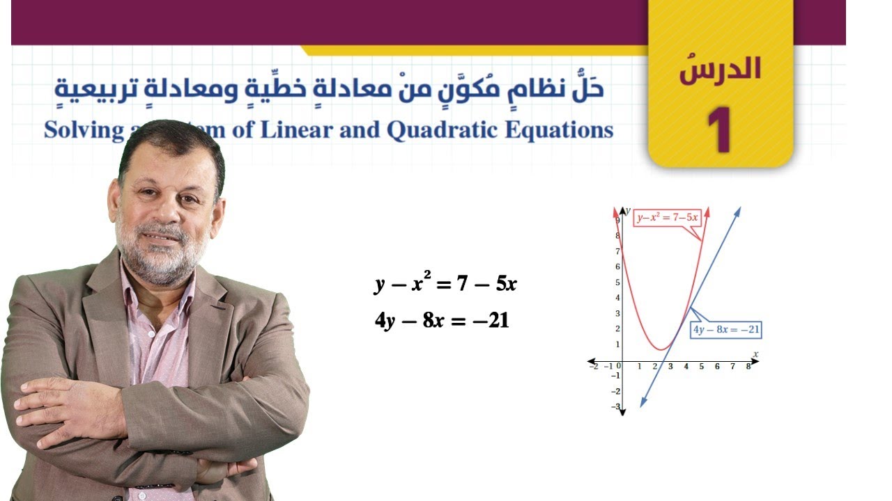 1) الصف العاشر جديد - حل نظام مكون من معادلة خطية ومعادلة تربيعية  -  وحدة الأسس والمعادلات