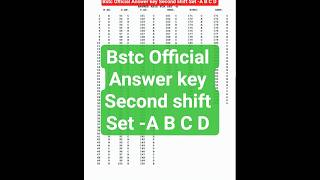 bstc Official Answer key Second shift Set -A B C D #bstcanswerkey #bstc2026 #shortsfeed