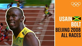 ALL of USAIN BOLT's  individual races at Beijing 2008!