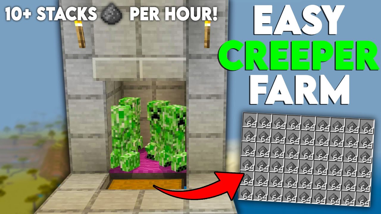 INSANE 1.19 Creeper GUNPOWDER Farm in Minecraft Bedrock | 10 STACKS ...