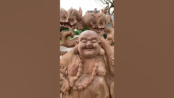 Nghệ Thuật Chạm Khắc Tượng Gỗ Đỉnh Cao. Tượng Di Lặc Gỗ Ngọc Am Liền Khối